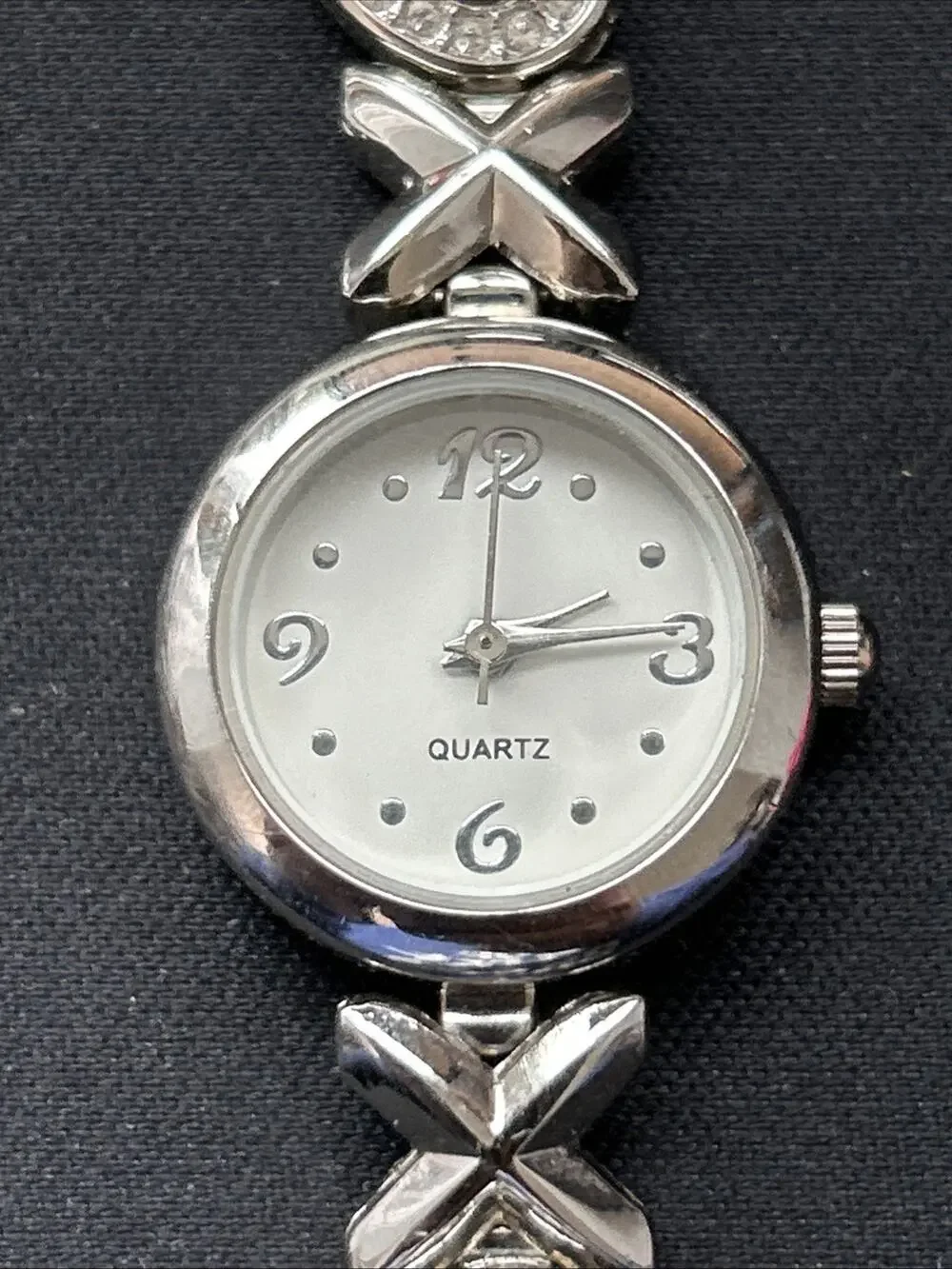 Silver Tone XO Link Band Women’s Quartz Watch